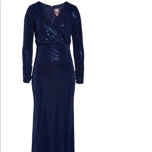 Vince Camuto Navy Sequin Evening Gown